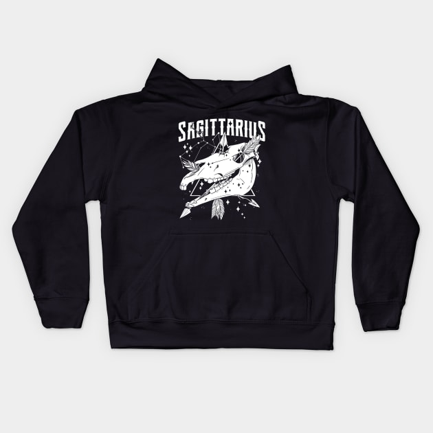 SAGITTARIUS Hedge Nocturnal Witch Shirt Skull constellation Kids Hoodie by Juandamurai